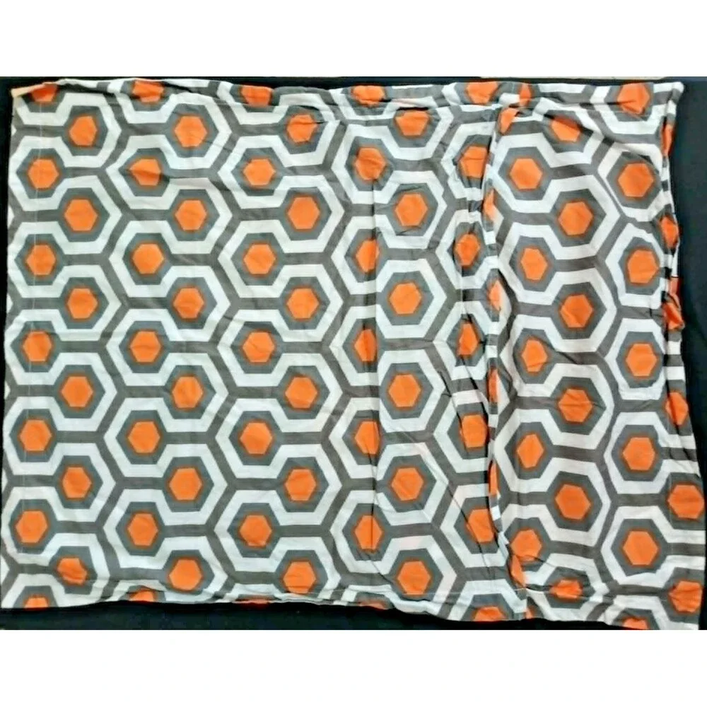 Eikei Set of 2 Pillow Shams Gray Orange Geometric Mid Century Modern 20x30 EUC